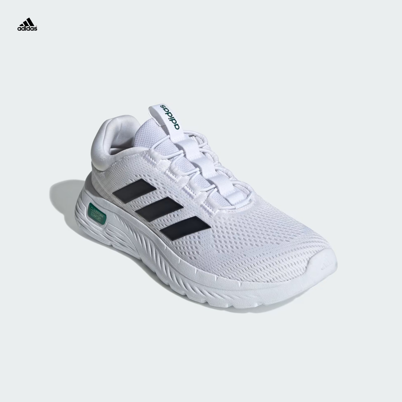 Adidas Cloudfoam Comfy EL White Black Collegiate Green IH3610 Men's Size 9.5