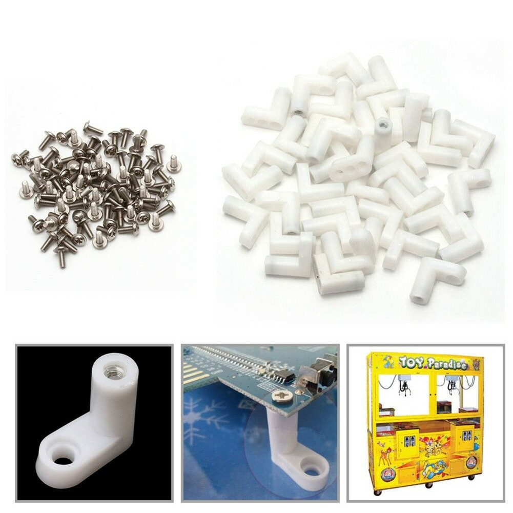 50Pack L Type PCB Mounting Feet With 100Pcs Screws For JAMMA MAME Game PCB Board