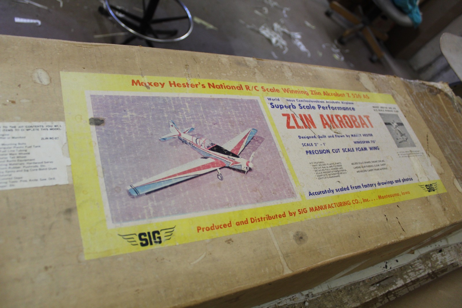 Sig, "Zlin Akrobat" 1/6 Scale, Vintage Balsa and Foam R/C Plane Kit 70"