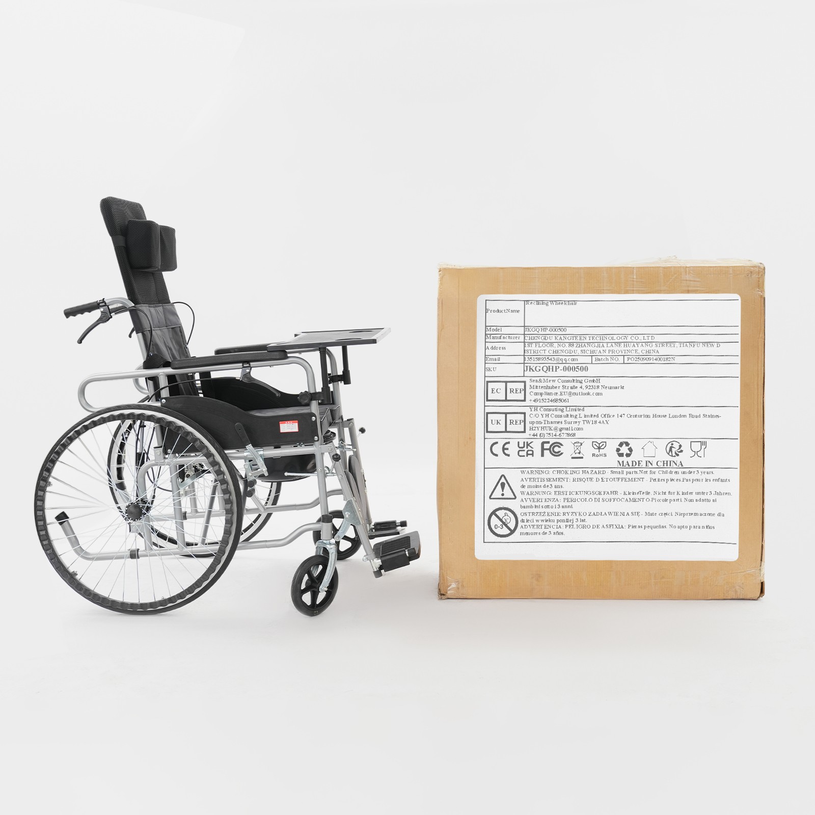 Foldable Wheelchair Foldable Commode Chair Reclining Wheelchair 100 kg max.