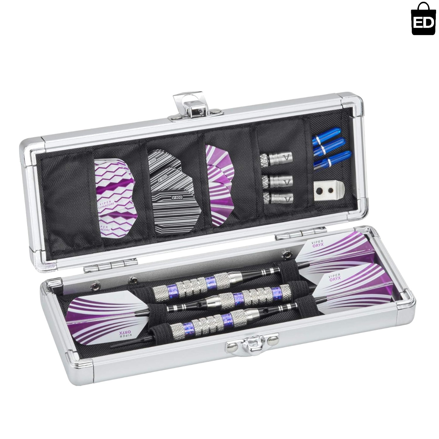 Accolade Aluminum Dart Case - Lightweight, Holds 3 Darts & Multiple Accessories