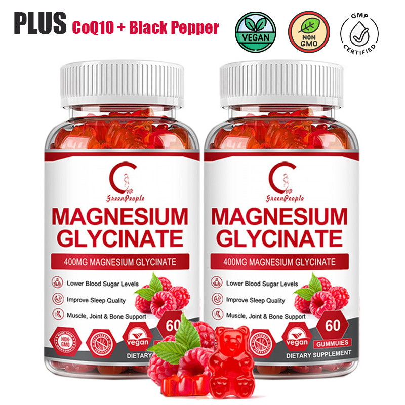 Magnesium Glycinate Gummies Plus CoQ10 Black Pepper Boost Energy Relax & Calm