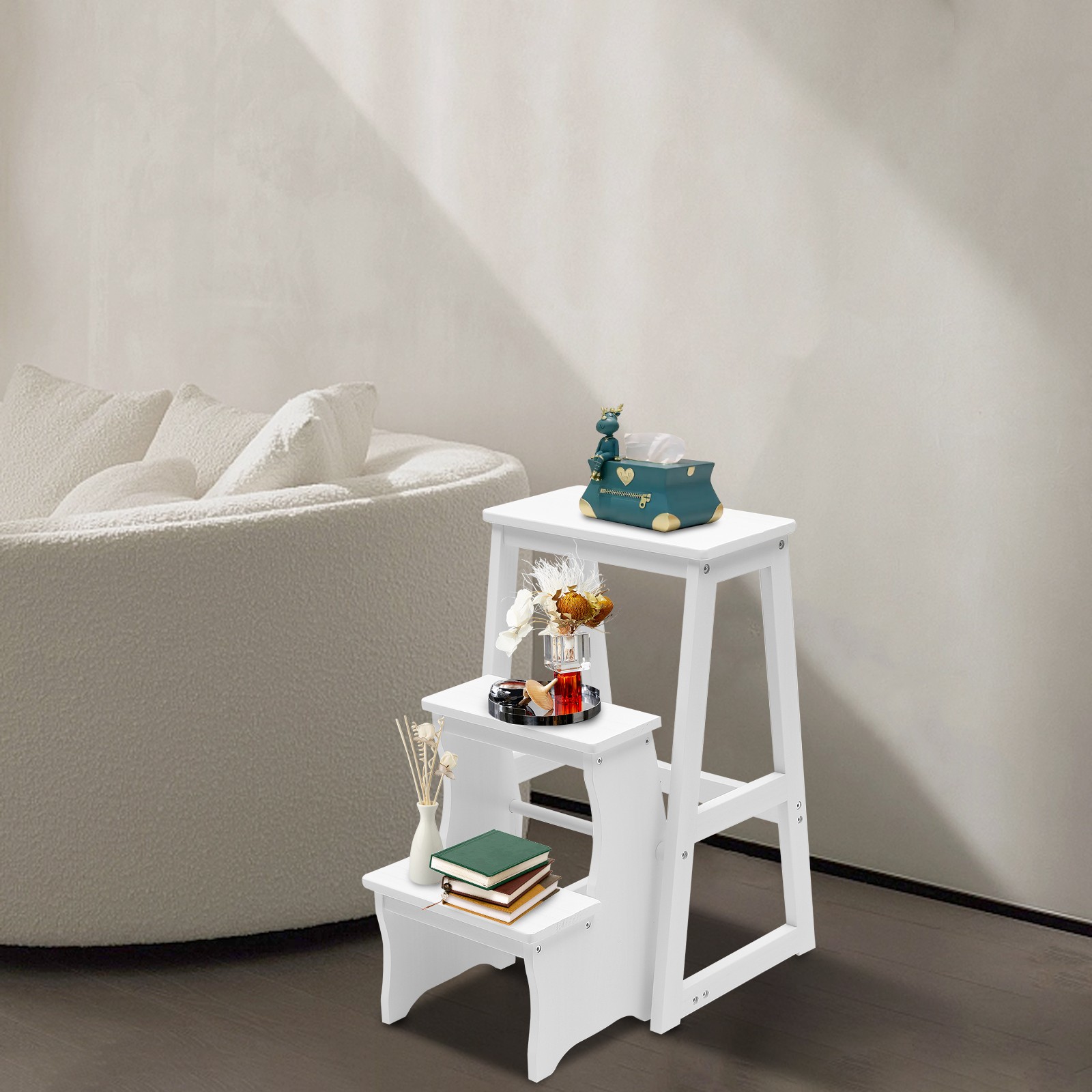 Folding Library Ladder Chair, Lightweight Portable Multifunctional Step Stool