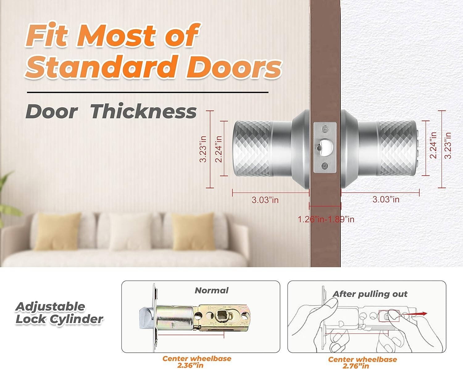 Electronic Keypad Door Knob, Smart Keyless Entry Door Knobs, Code, Anti-Slip