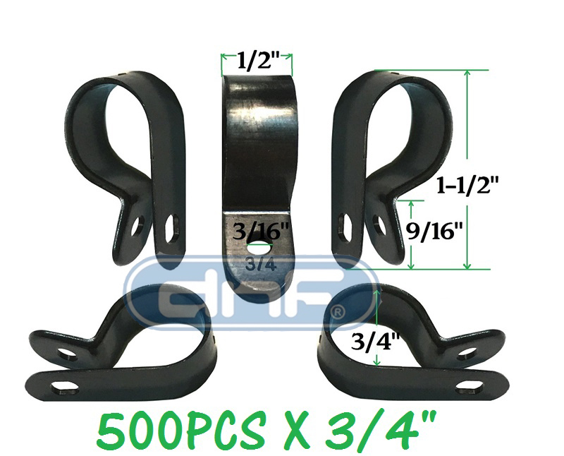 500 PACK 3/4" BLACK NYLON R-TYPE CABLE CLAMP UV WEATHER RESISTANT - SHIPS TODAY!