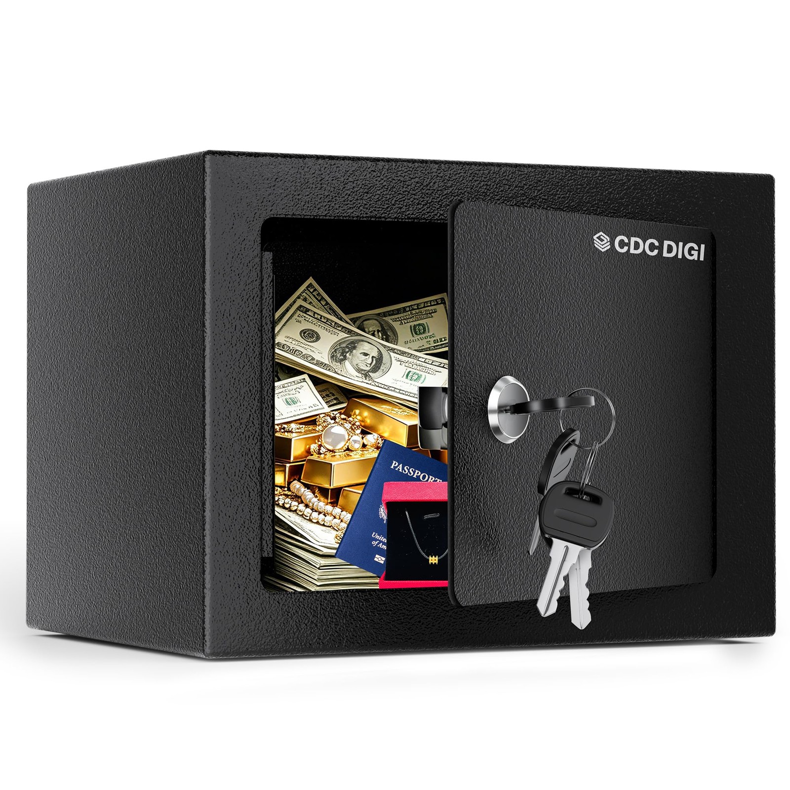 CDC DIGI Steel Security Safe Box with Key Lock,Safe Box for Home, Office, Mon...