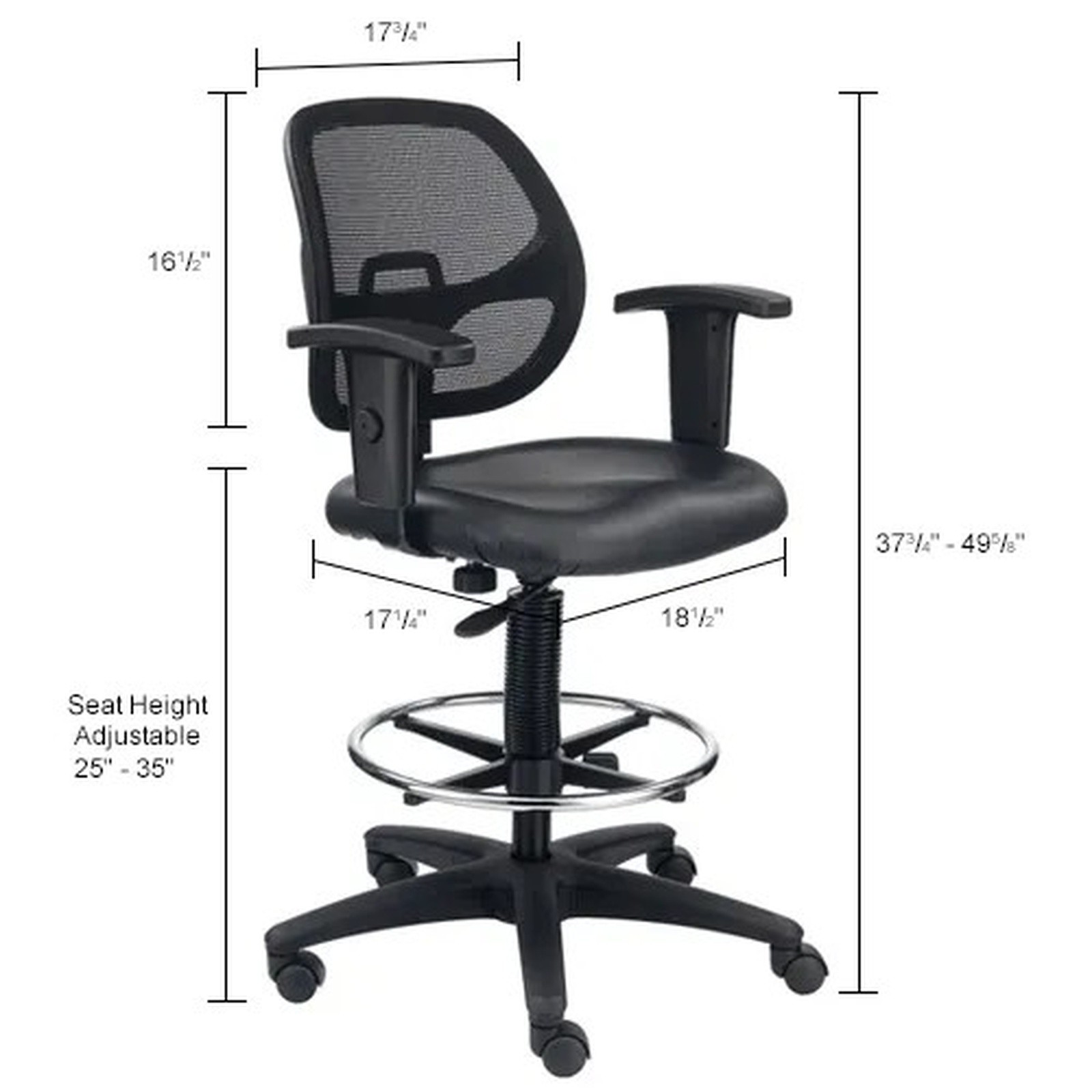 Interion? Vinyl Drafting Stool, Black