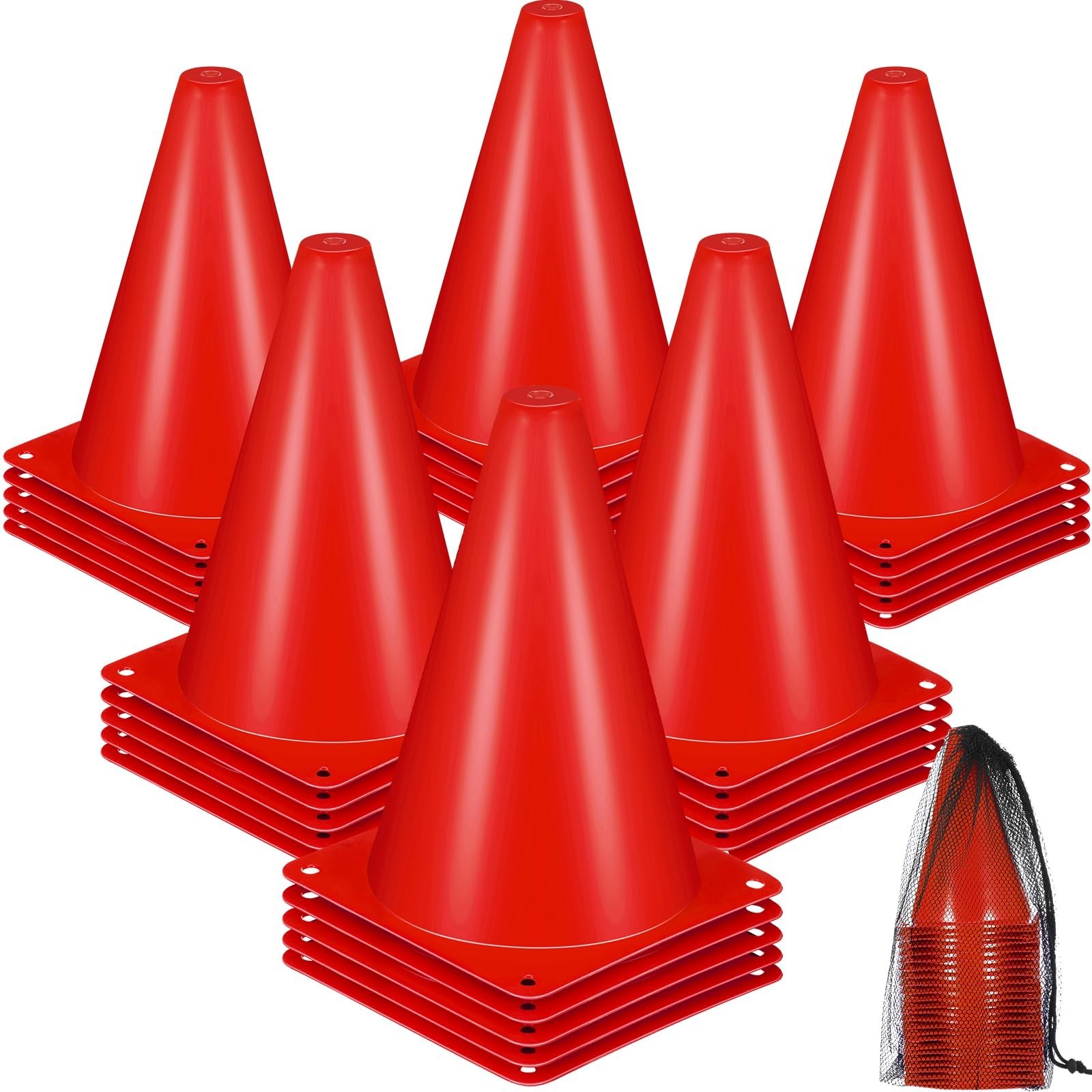 30 Pack Mini Traffic Cones - 7 Inch Agility Markers for Soccer, Football, Skatin