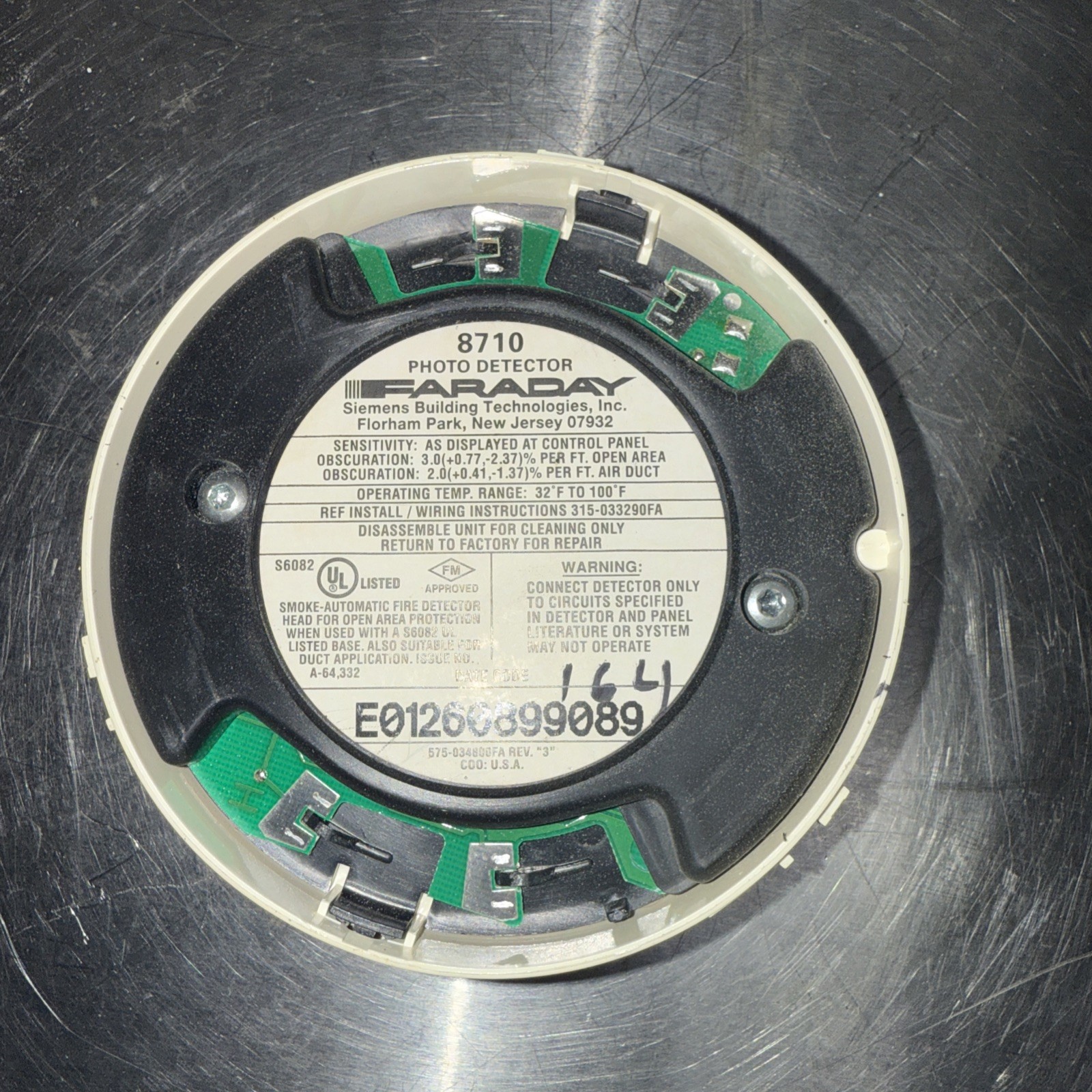 Faraday 8710 Smoke Detector Pre-owned Functional Condition