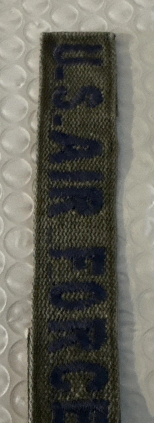 MILITARY PATCH US AIR FORCE NAME TAPE SEW ON FOR BDUS OLDER GREEN COMBAT USED