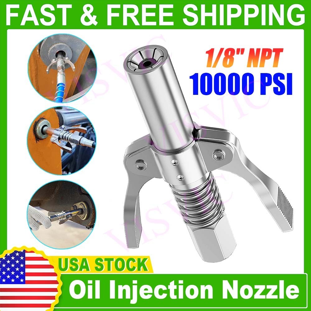 10000PSI Grease Gun Coupler Quick Release Lock Oil Injection Nozzle Professional