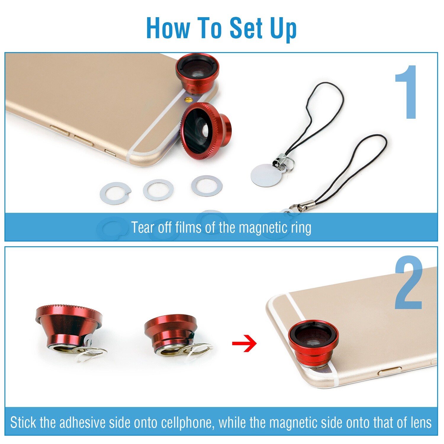 3 in1 Wide Angle+Fish Eye+Macro Camera Lens For Smart Cellphone Universal