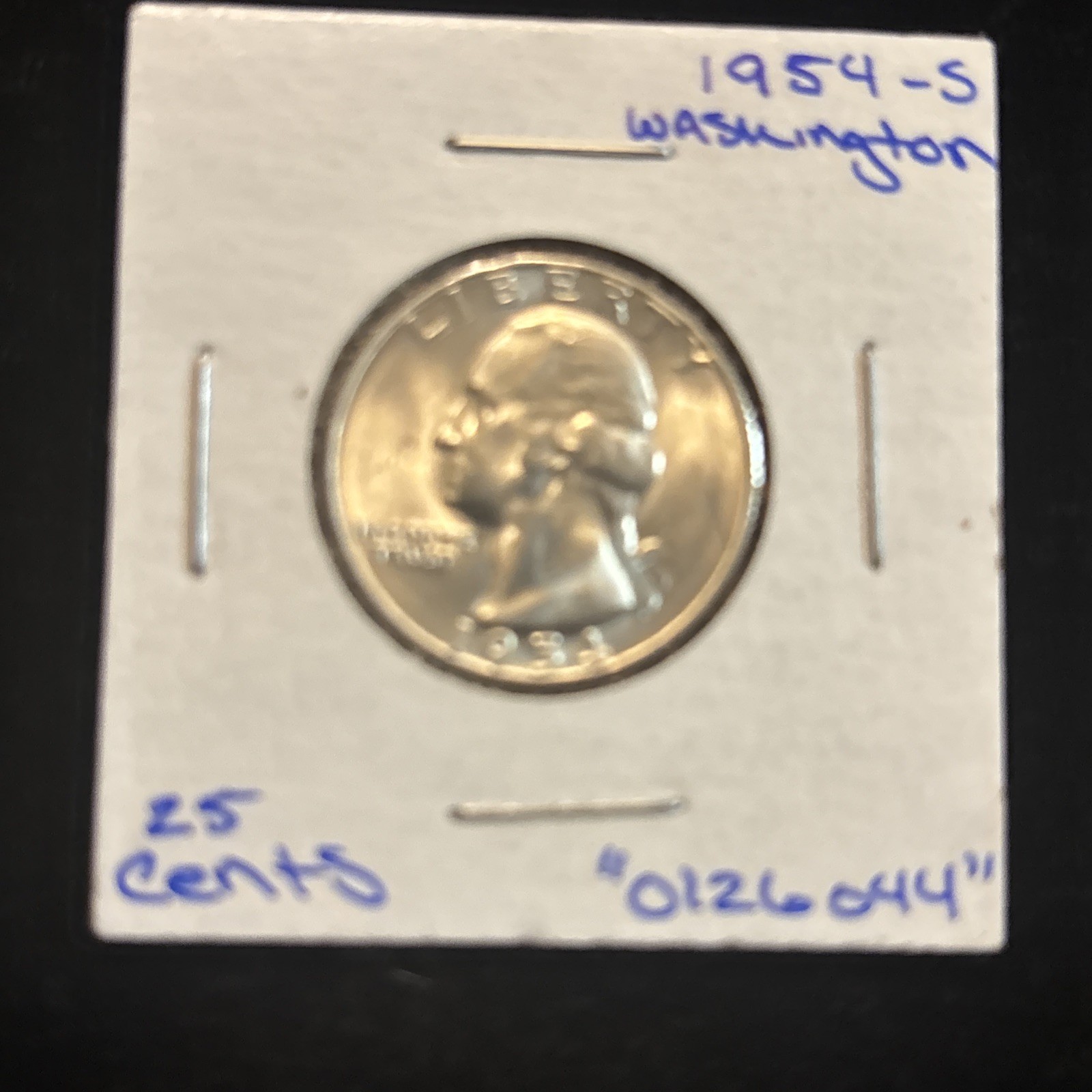 1954 S Washington Quarter “0126044” 25 Cents .900 Silver Quarter