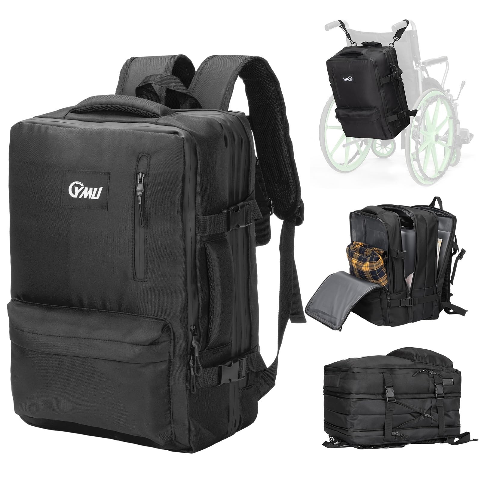 YMU 34L Large Wheelchair Bags to Hang on Back, Wheelchair Backpack Luggage fo...