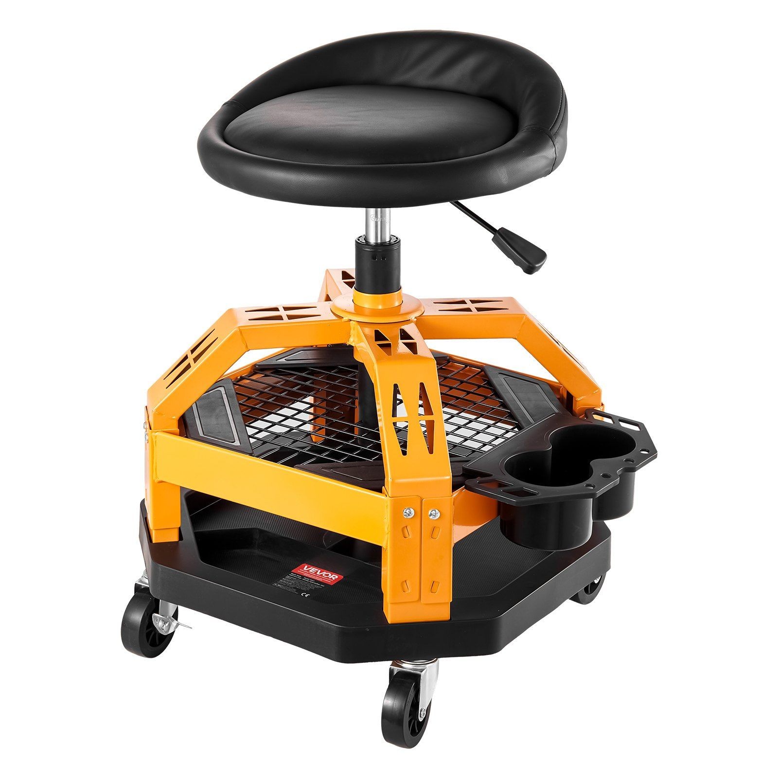 Rolling Shop Stool Heavy-Duty Garage Work Seat 300 lbs Load with Caster