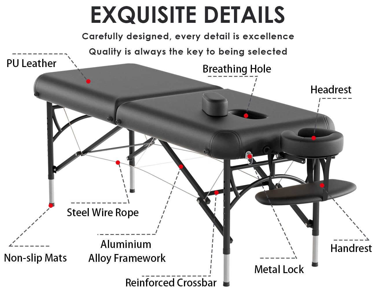 Portable 84" Massage Table - Adjustable, Lightweight, Up to 1100LBS Capacity