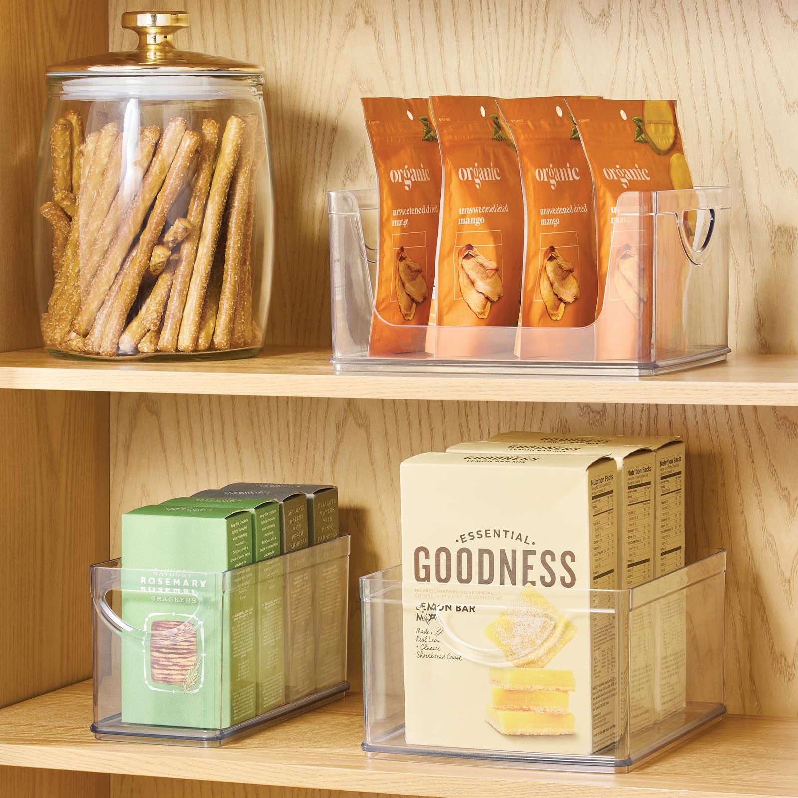 iDesign Plastic Bin, 10" x 4.25" x 5", Clear Large,