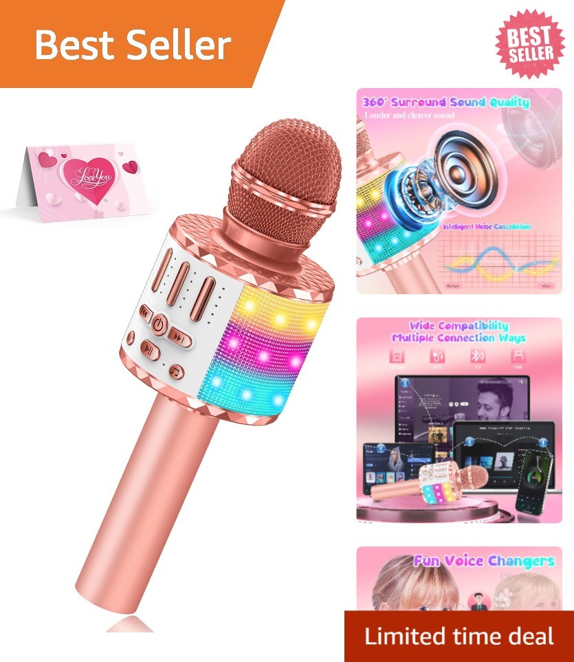 Portable Kids Karaoke System with Lights - Perfect for Home & On-the-Go Singing!
