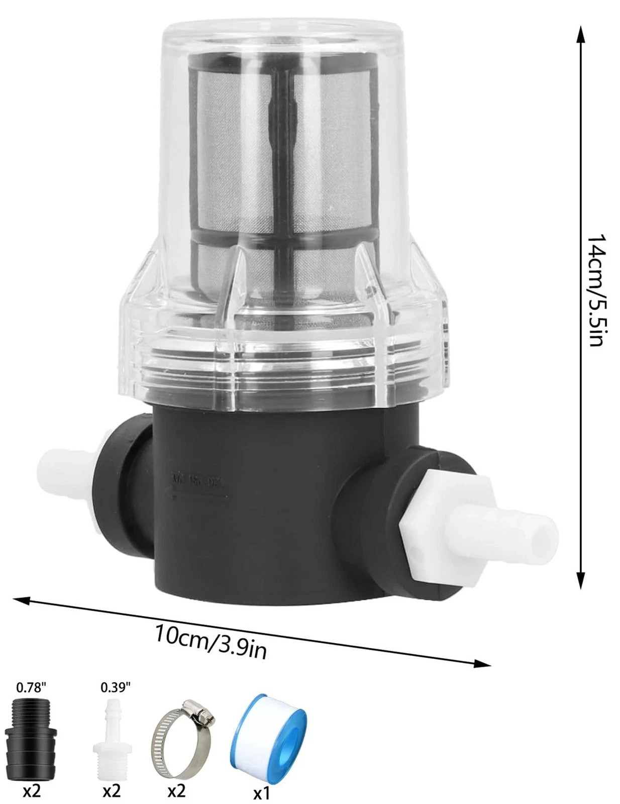 Inline Beer Filter, 100 Mesh 150 Micron Water Filter Plastic T Strainer Filtr...