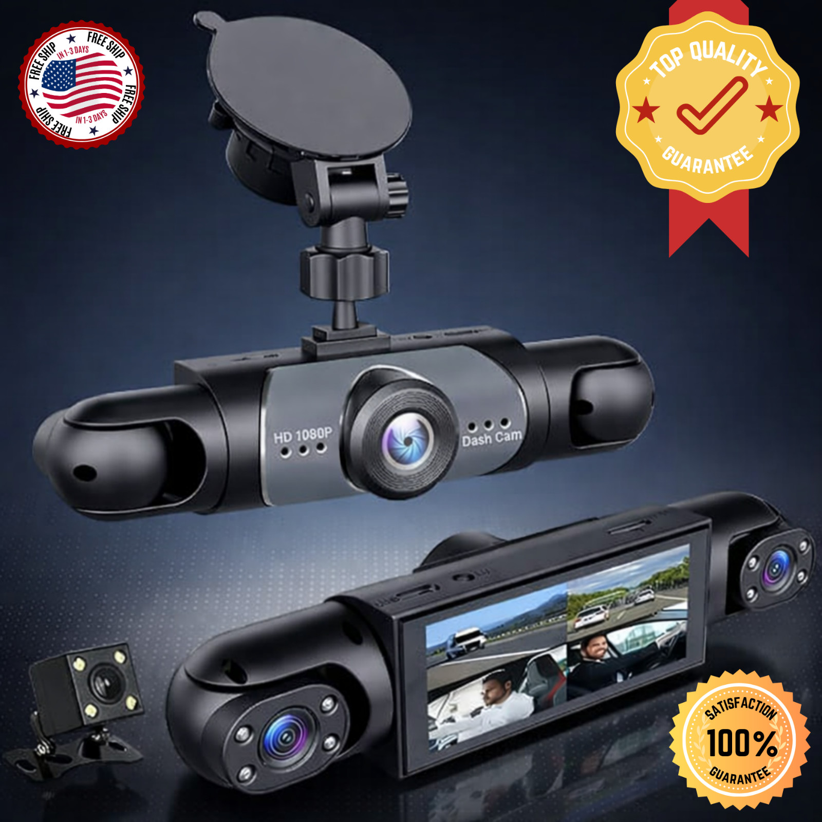 Mejor Camara De Seguridad HD 1080P Para Carros De 360° Cámara De 4 Canales+64GB
