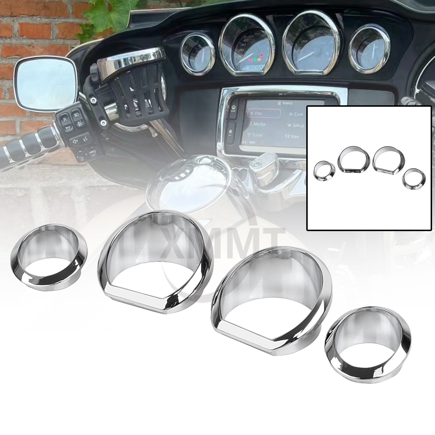 Chrome Gauge Trim Kit Bezel Ring For Harley Electra Street Glide Ultra Limited