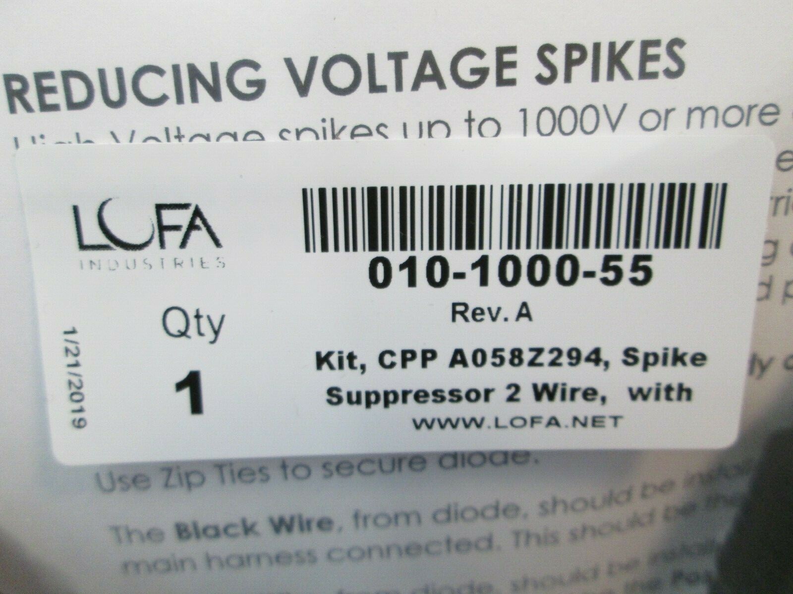 LOFA CPP A058Z294 W/ SPIKE SUPPRESSOR DIODE FOR STARTER RELAY 2 WIRE KIT NEW