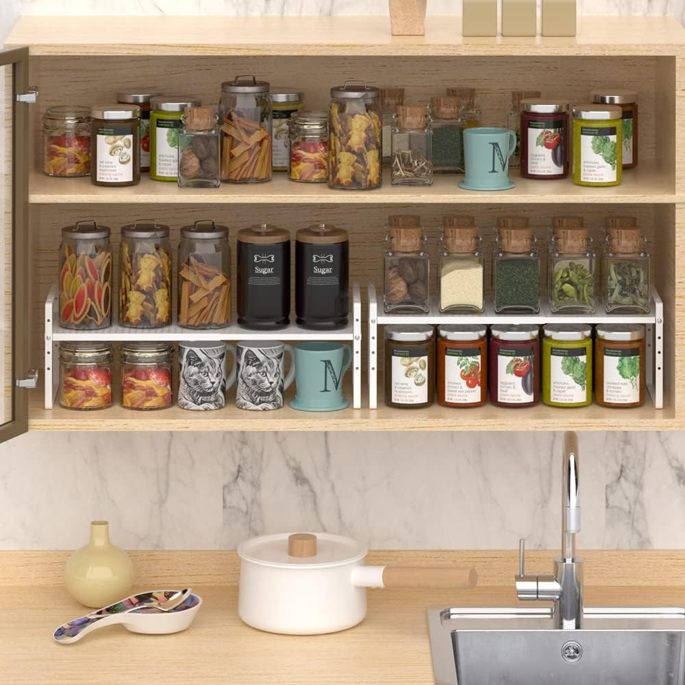Stackable Expandable Cabinet Shelf Rack - 3 Pack Kitchen Organizer