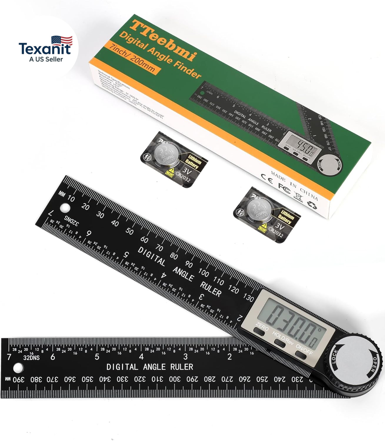 Protractor, Digital Angle Finder Protractor with LCD Display, 2-In-1 360° Angle