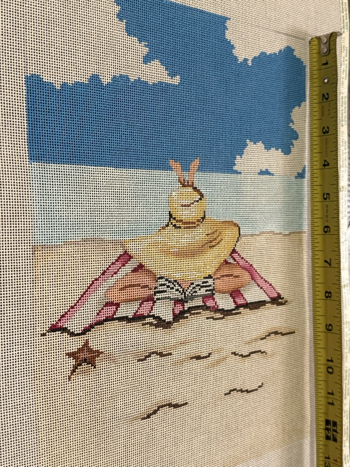 Hand Painted Needlepoint Canvas 9x12 Patti Mann Summer Beach Scene