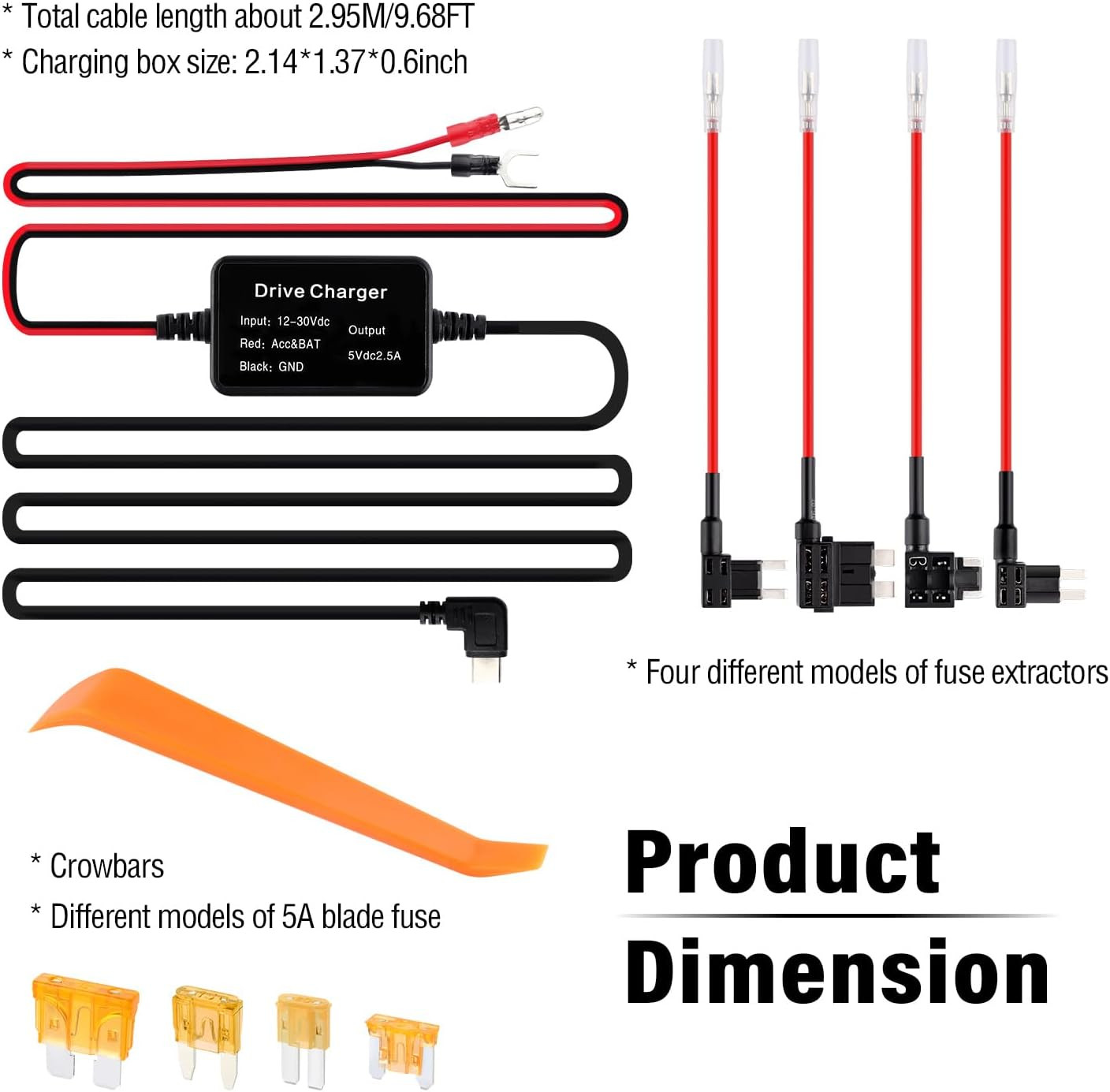 Dash Cam Hardwire Kit,[Upgraded Version] USB C Hardwire Kit for Dash Camera with