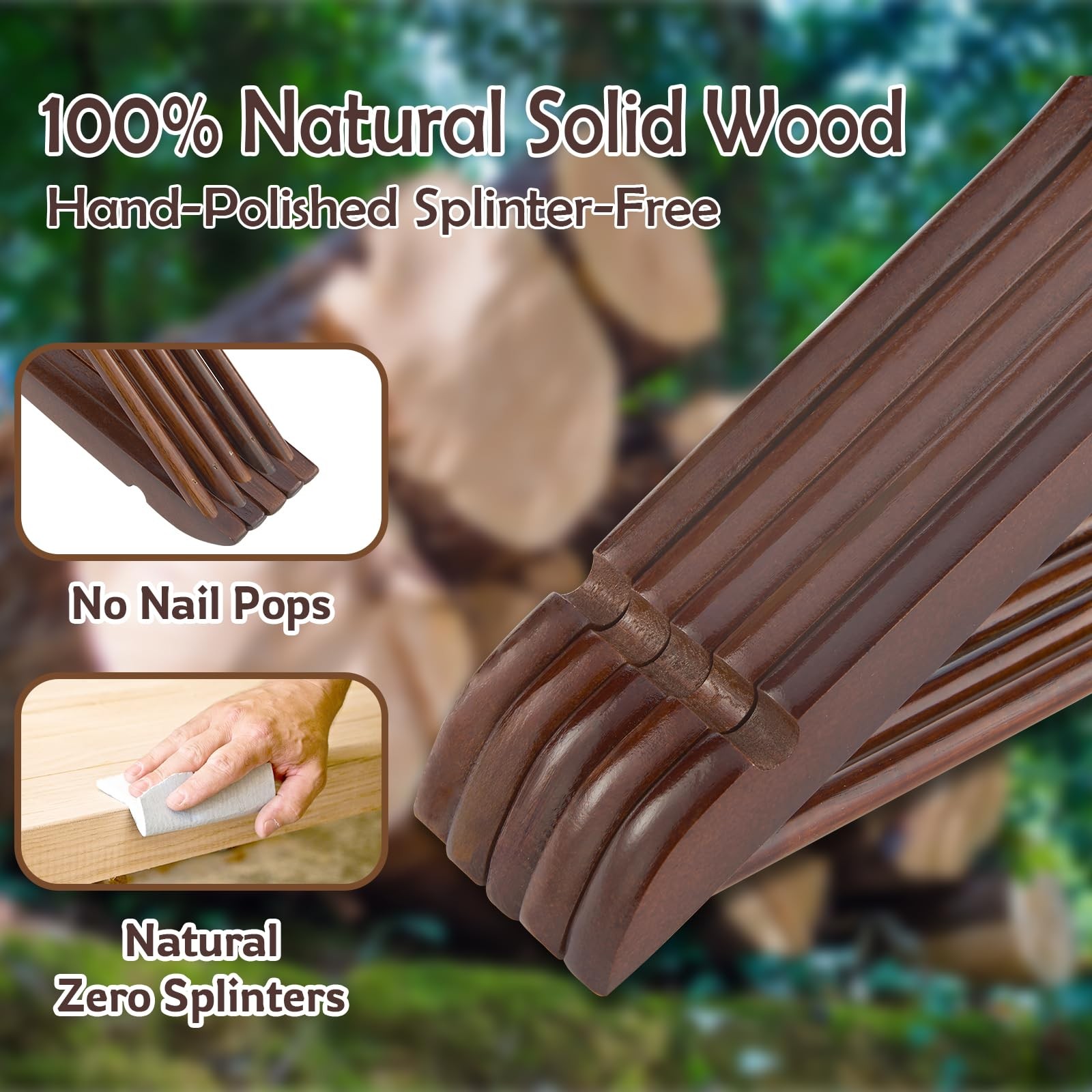 Wooden Hangers, 20 Pack Coat Hangers with Extra Smooth Finish, Precisely Cut ...