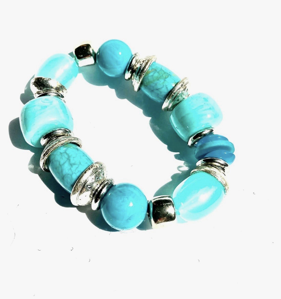 Beach Chic Blue Bracelet Beaded Stretch Bracelet