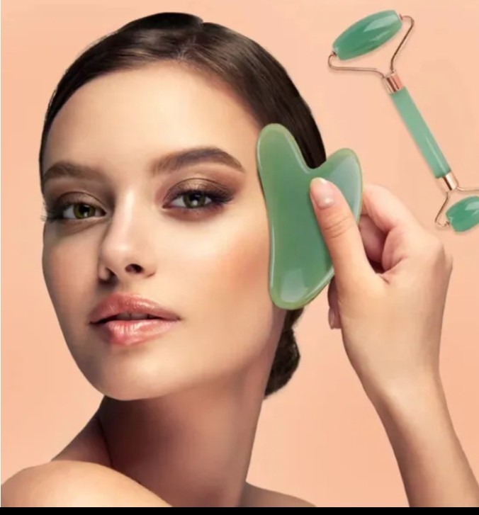 Jade Roller & Gua Sha Set - 2PCS Facial Massage Tool for Face