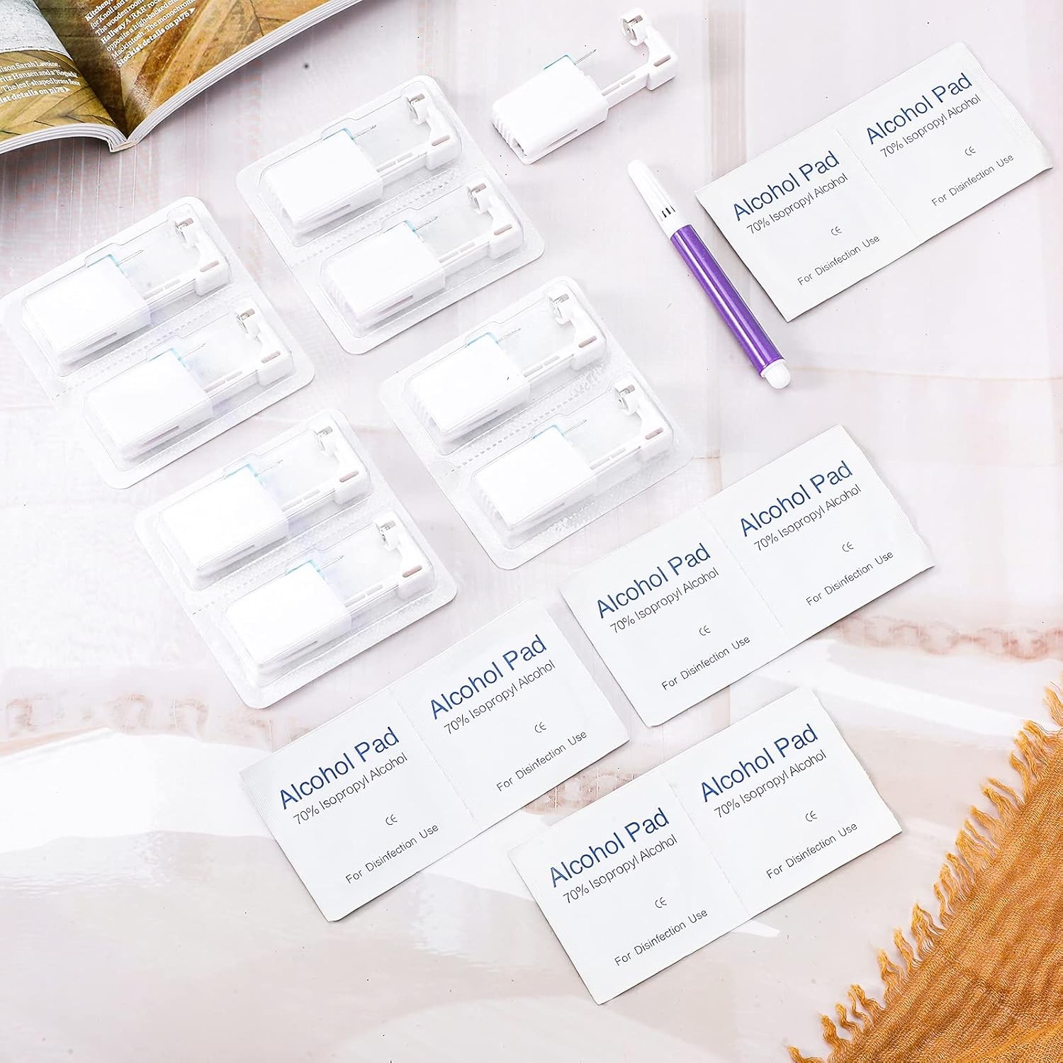 Chumia 24 Pieces Self Ear Piercing Tool Disposable Kit Silver Earring