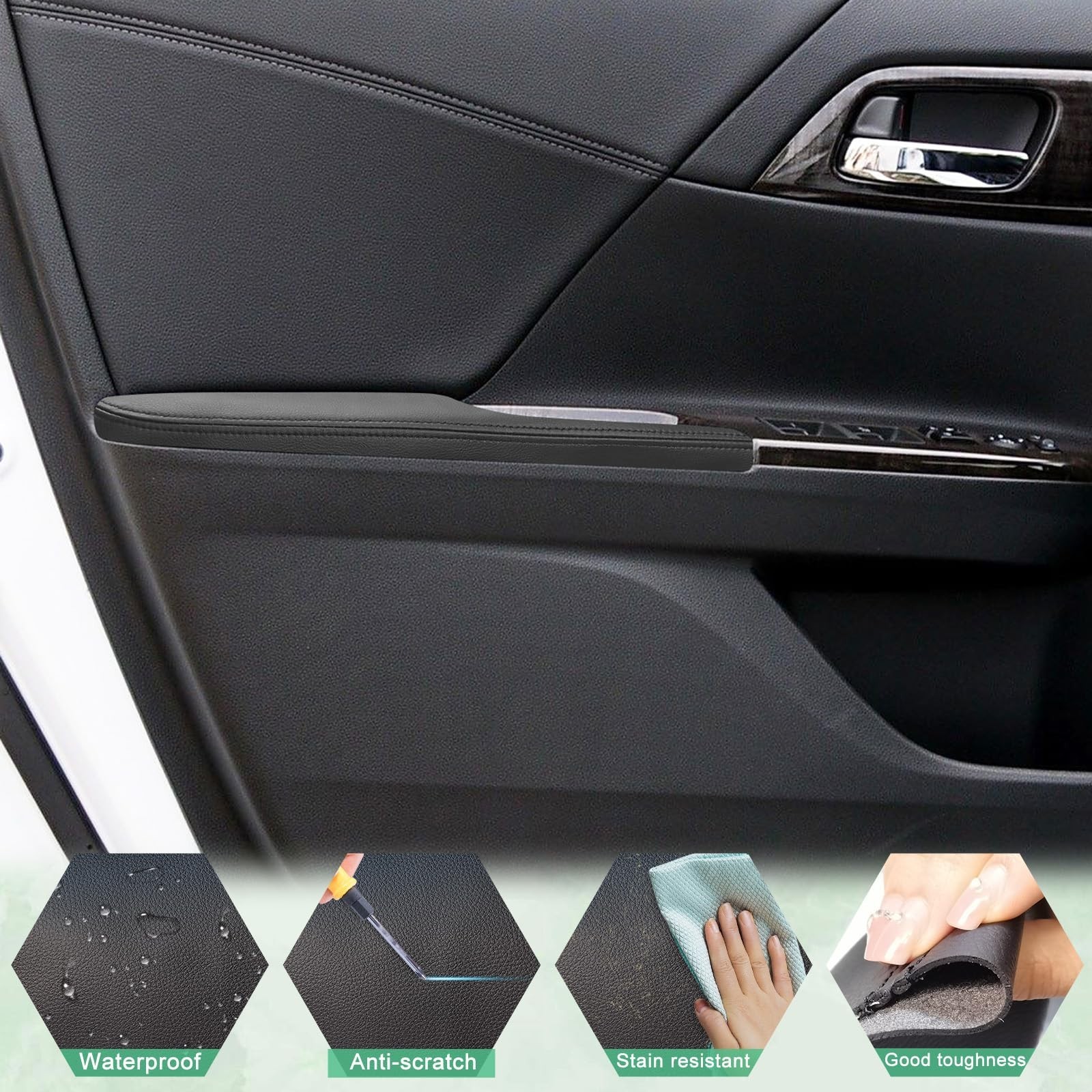 4PCS Door Panel Armrest Cover Replacement Compatible with Honda Accord 2013-2...