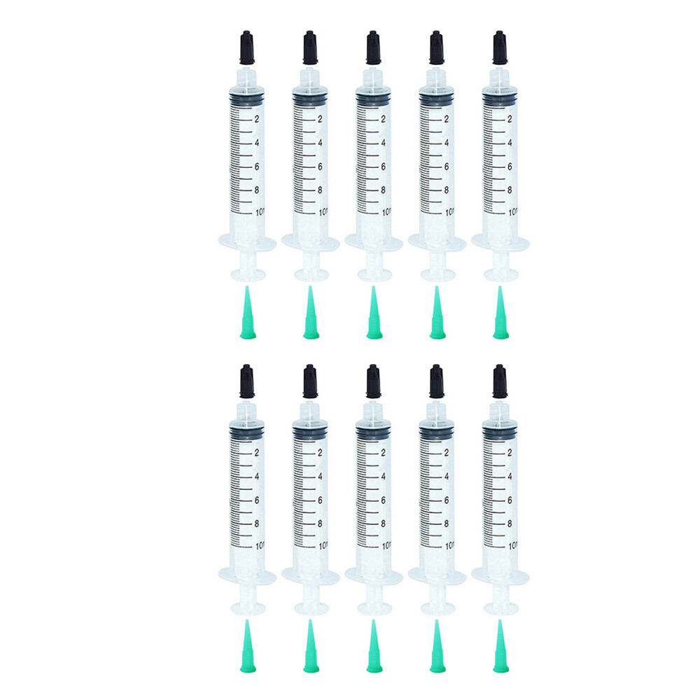 Syringes 10ml 10cc Dispensing Tips and Caps Adhesives Glue 18G Pack of 10
