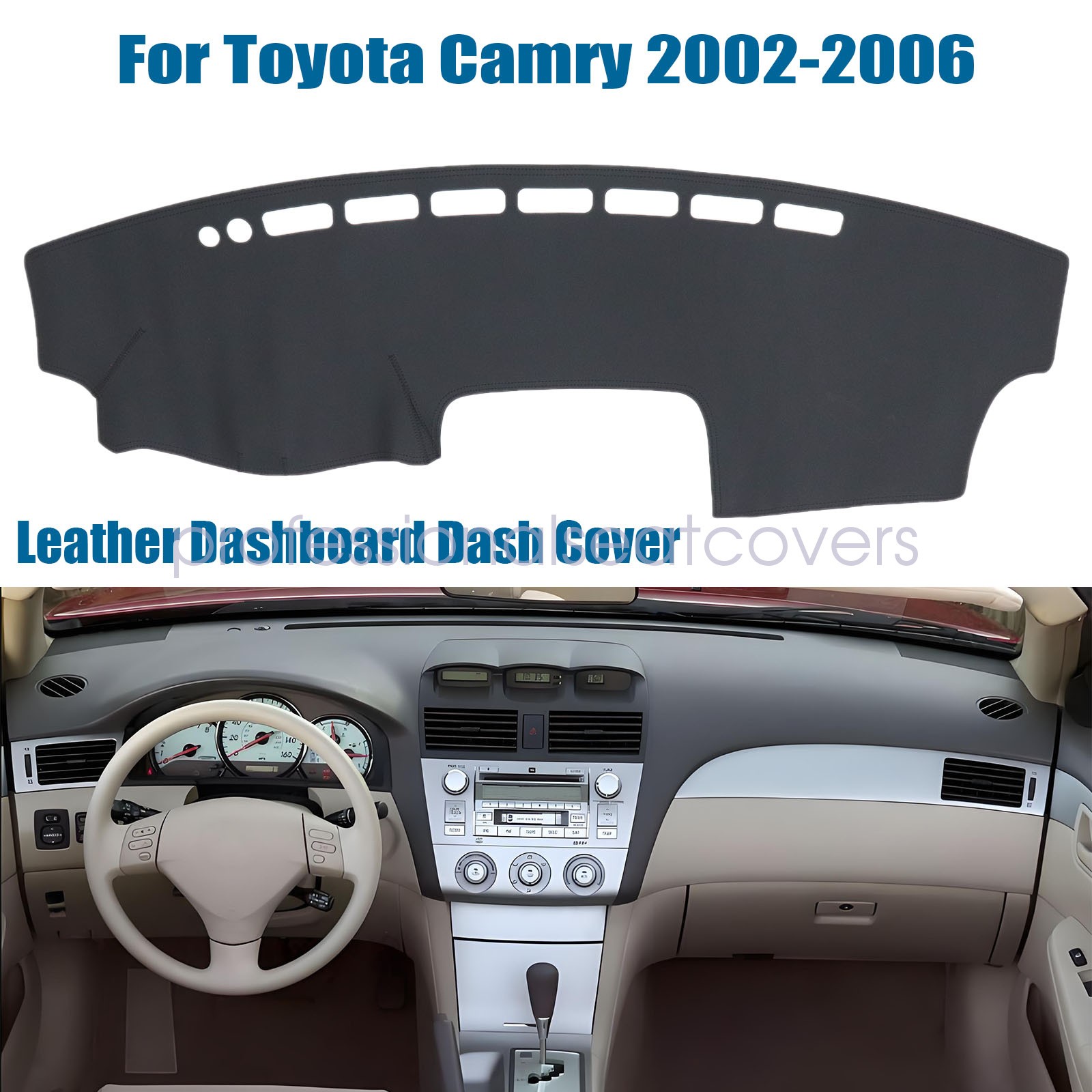 Fits 2002-2006 Toyota Camry Black Leather Dashboard Dash Cover Dashmat Carpet