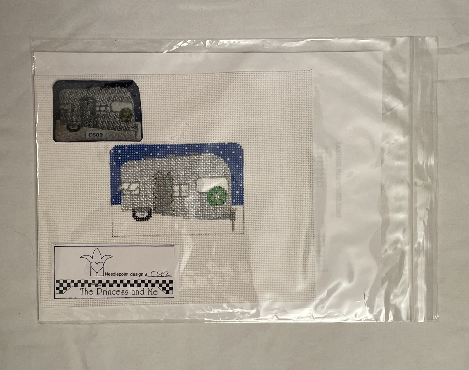 Princess And Me C602 Airstream Holiday Needlepoint Canvas, Stitch Guide