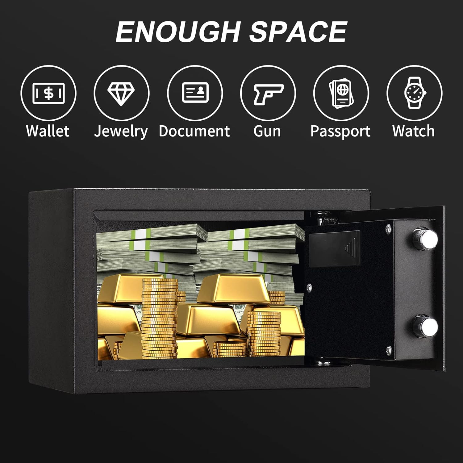 Fireproof Safe Box 0.4 Cuft Electronic Digital Security Box, Keypad Small Lock