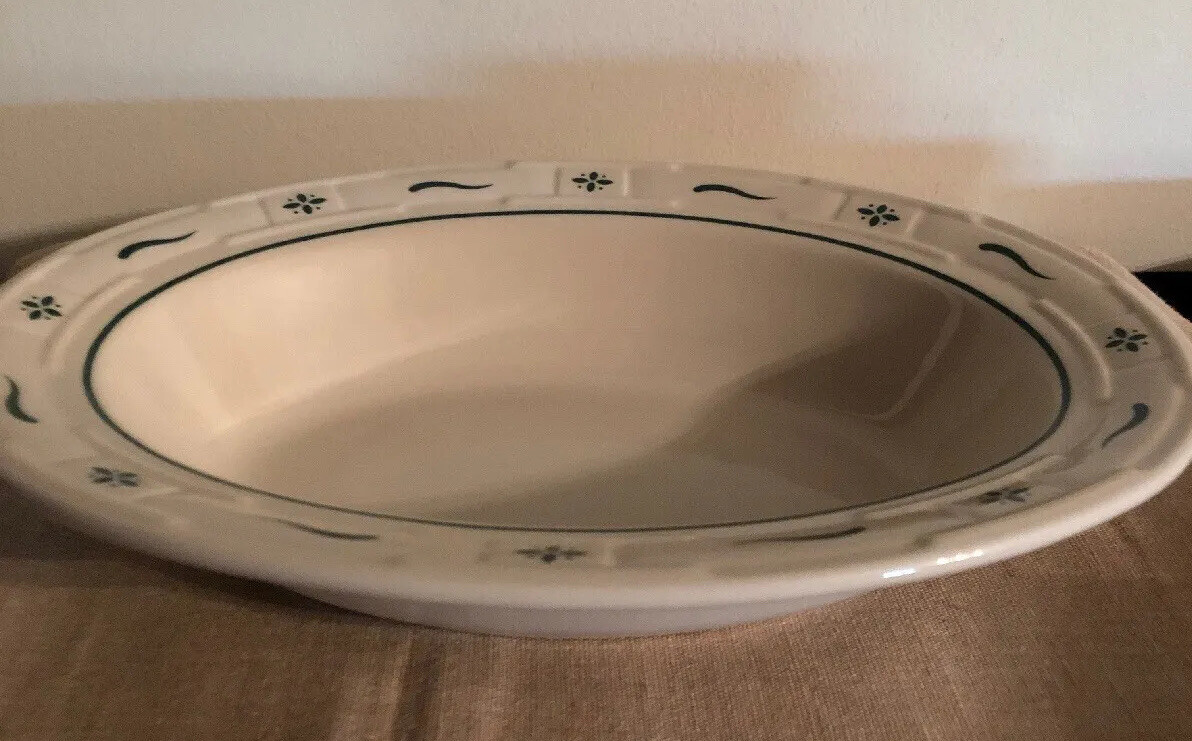 Longaberger Oval Serving Bowl - Heritage Green - USA