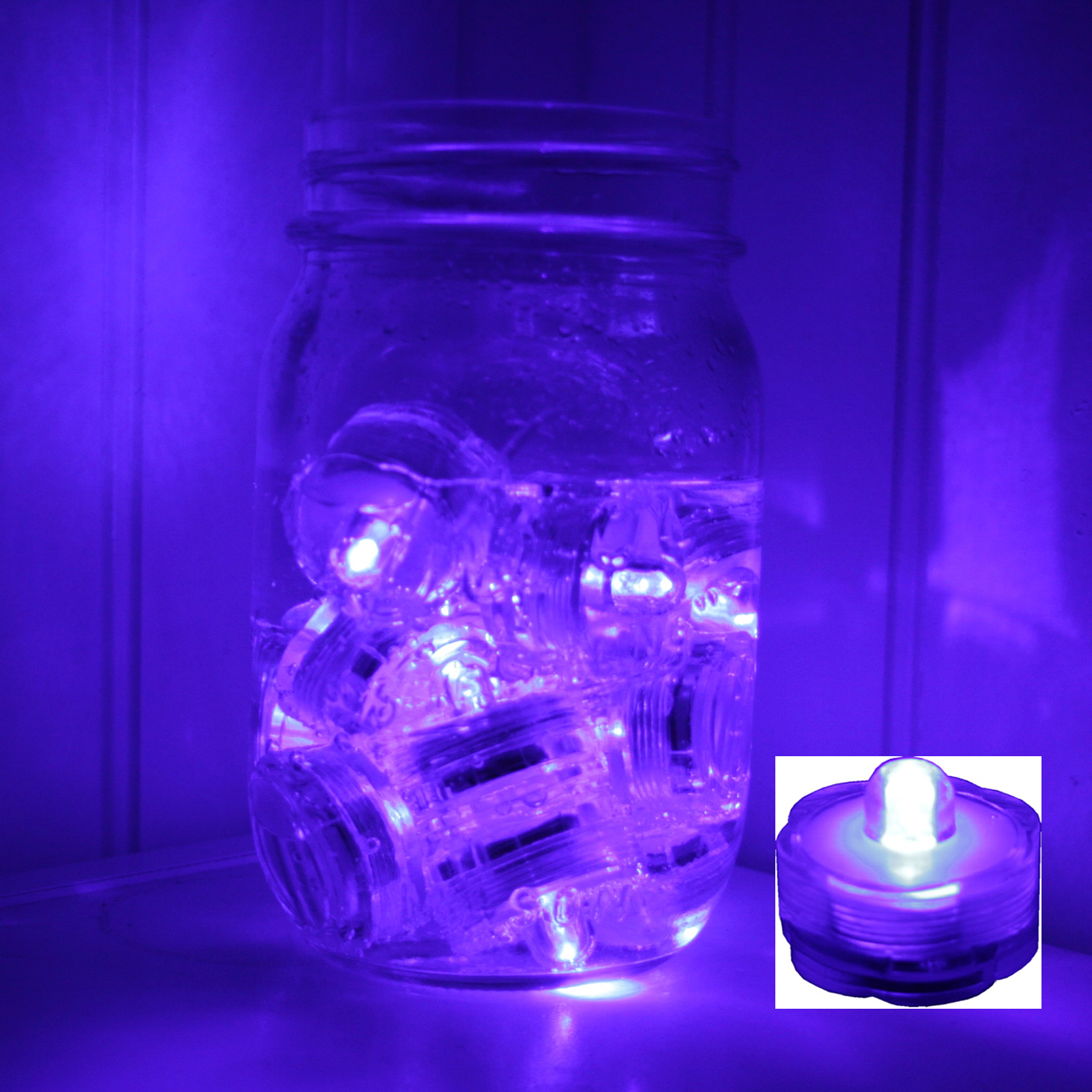 PURPLE ~ 24 LED Submersible Waterproof Wedding Floral Decoration Tea Lights for