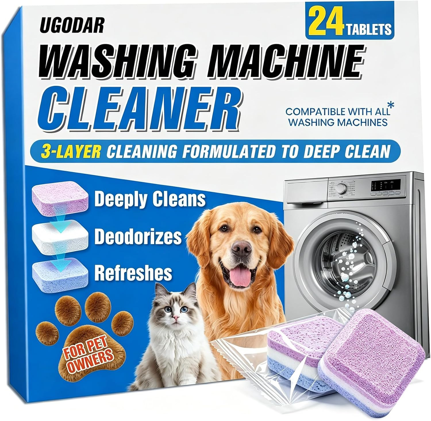 Uproot Clean Washing Machine Cleaner Tablets - 24 Pack for a 12 Month Supply. Fo
