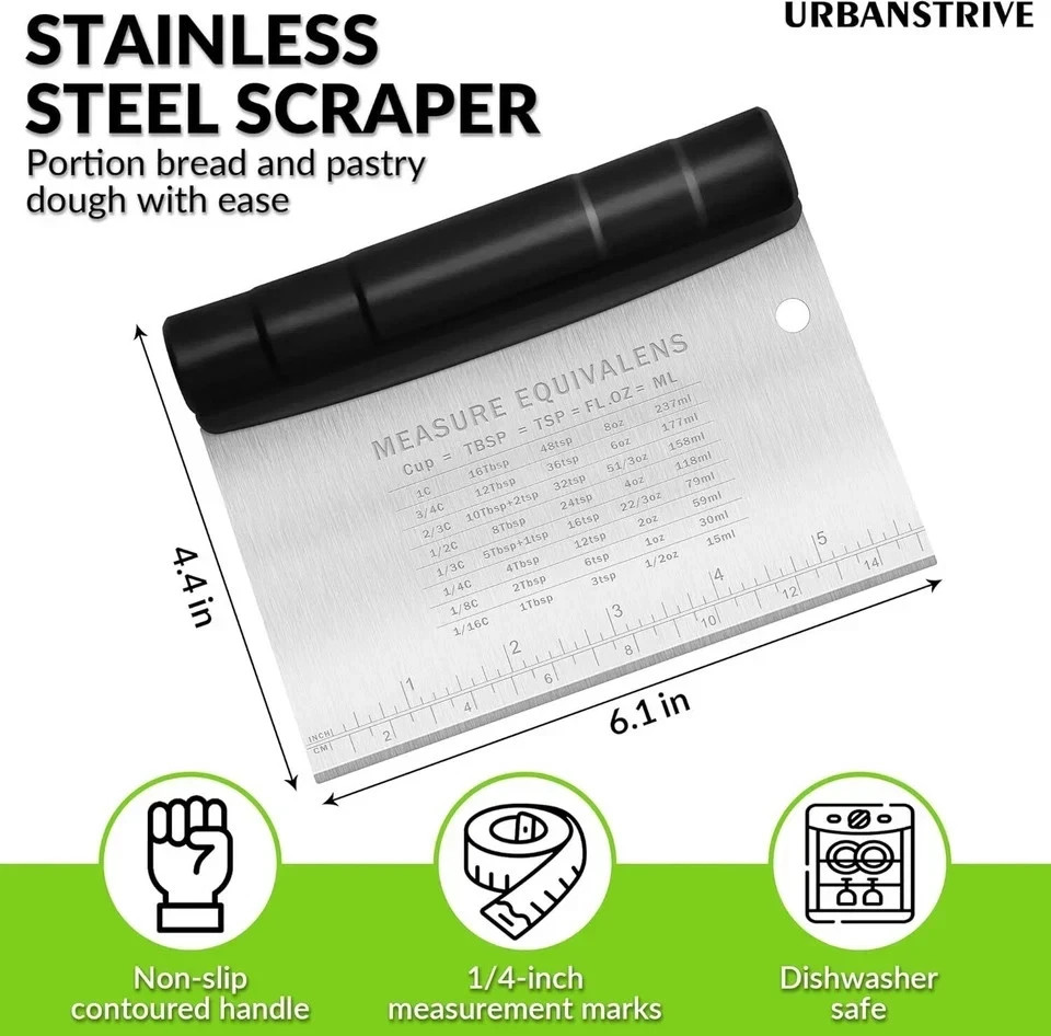 Bench Scraper for Baking Stainless Steel Dough Cutter and Scraper Tool Kitchen