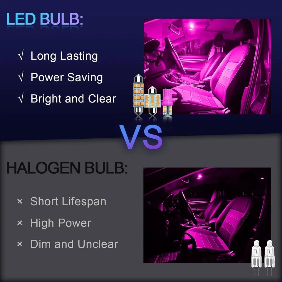 24PCS LED Interior Replacement Bulbs, Interior Car Lights, pink