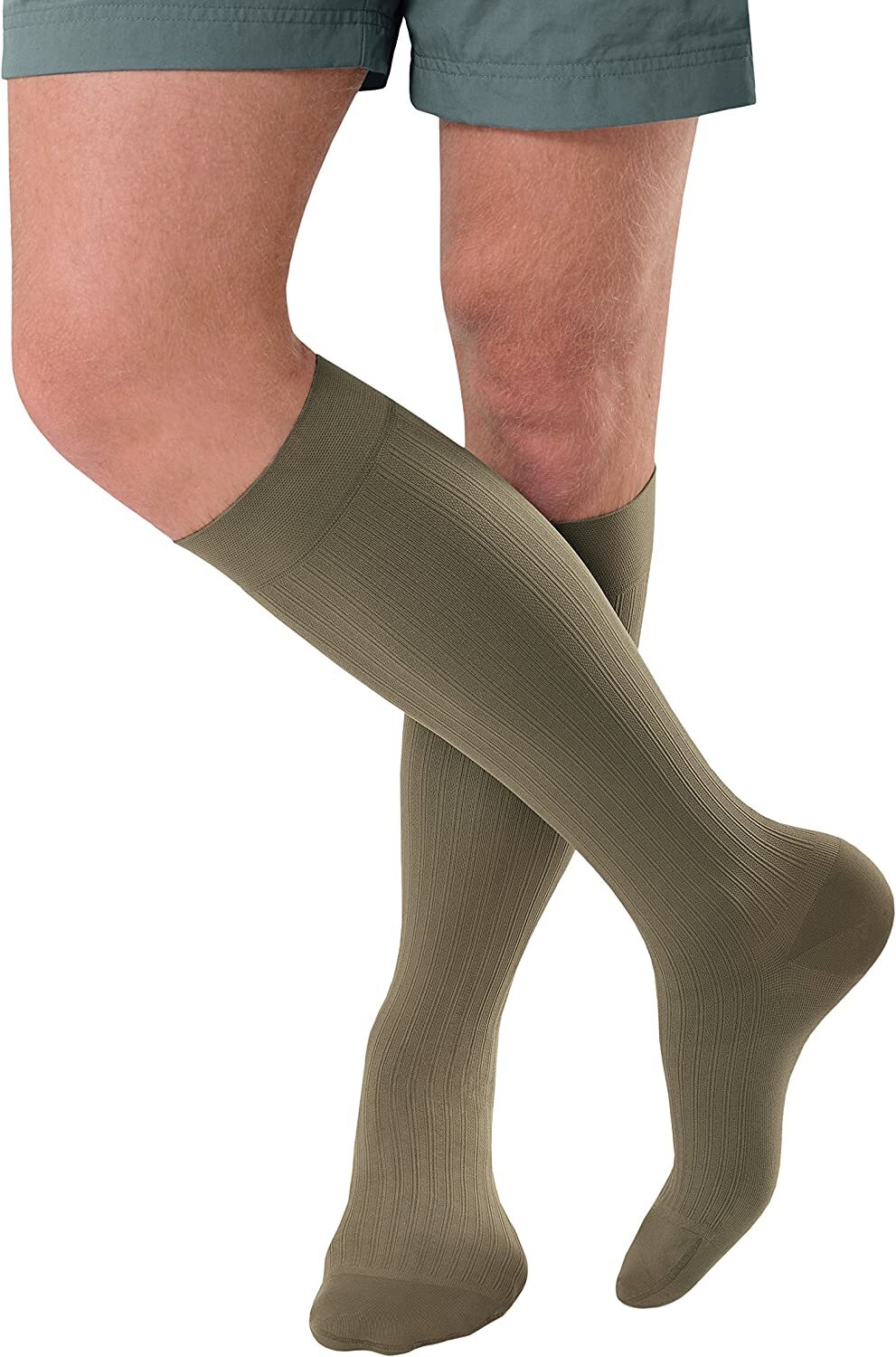 JOBST forMen Ribbed Dress Socks w/SoftFit Band CT 20-30 Khaki Size 3 Regular