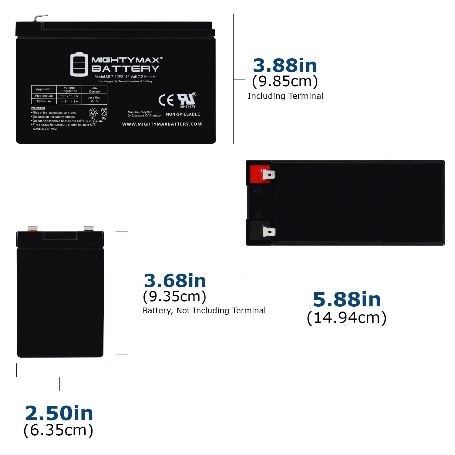 Mighty Max 12V 7Ah F2 Replacement Battery for Enduring 6-FM-7