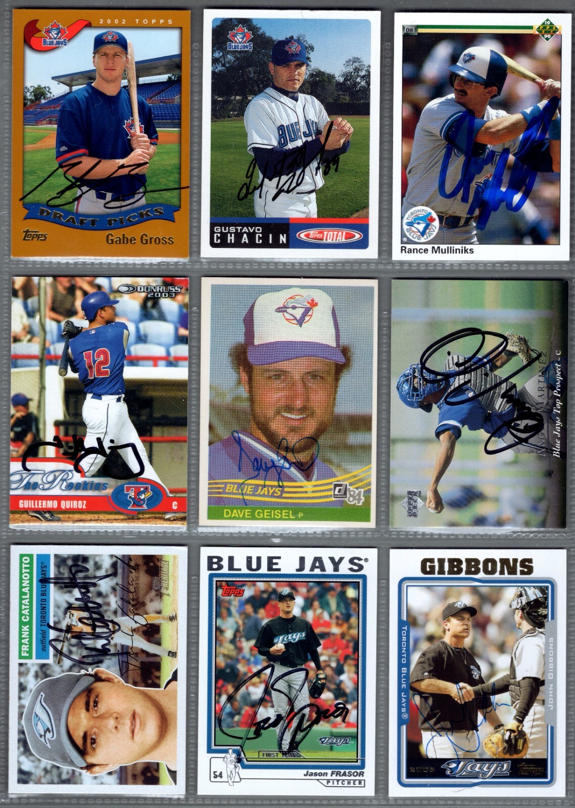 Lot of 9 Different Toronto Blue Jays Signed Cards Authentic Autographs Group C