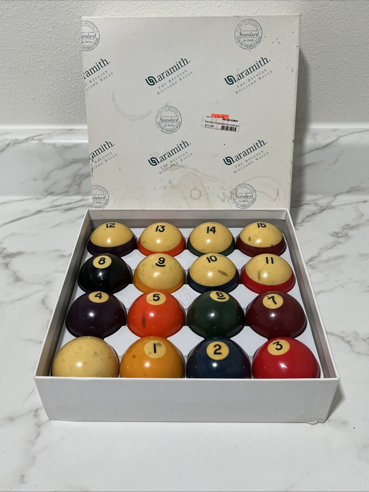 Aramith Belgian Billiard Pool Balls 2 1/4" Made in Belgium By Saluc Box Standard
