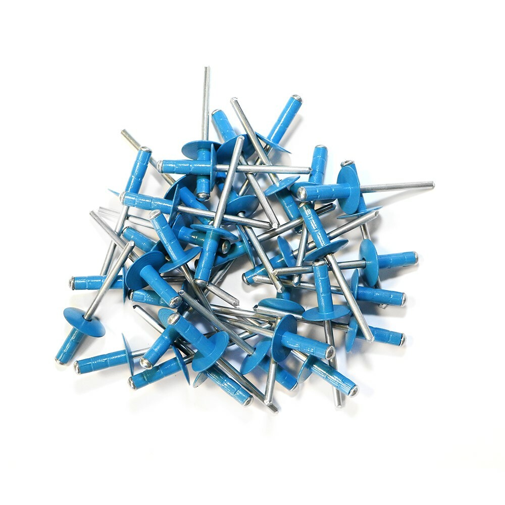 Box of 250 Multi Grip Pepsi Blue Finish 3/16" Dia. Large Head Aluminum Rivets