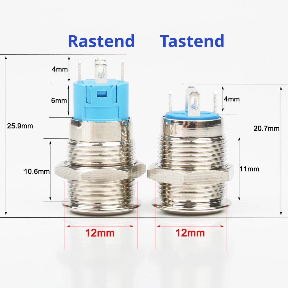 Push Button Push Button Switch Stainless Steel 12mm LED Illuminated 3V 6V 12V 24V